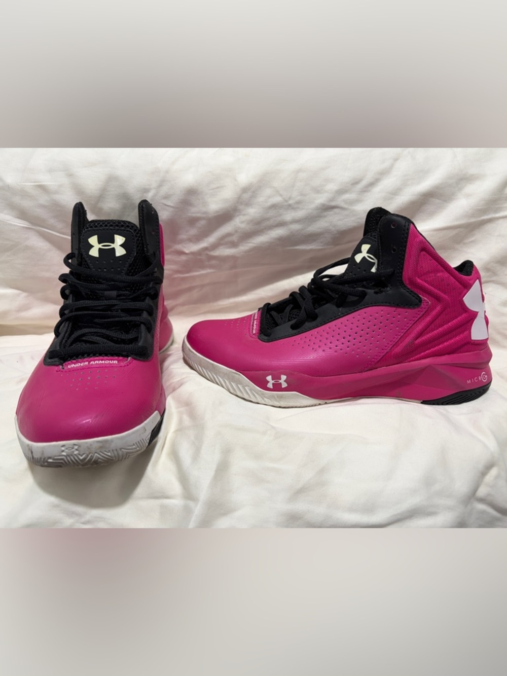 Under Armour Pink and Black High-Top MicroG Athletic shoes